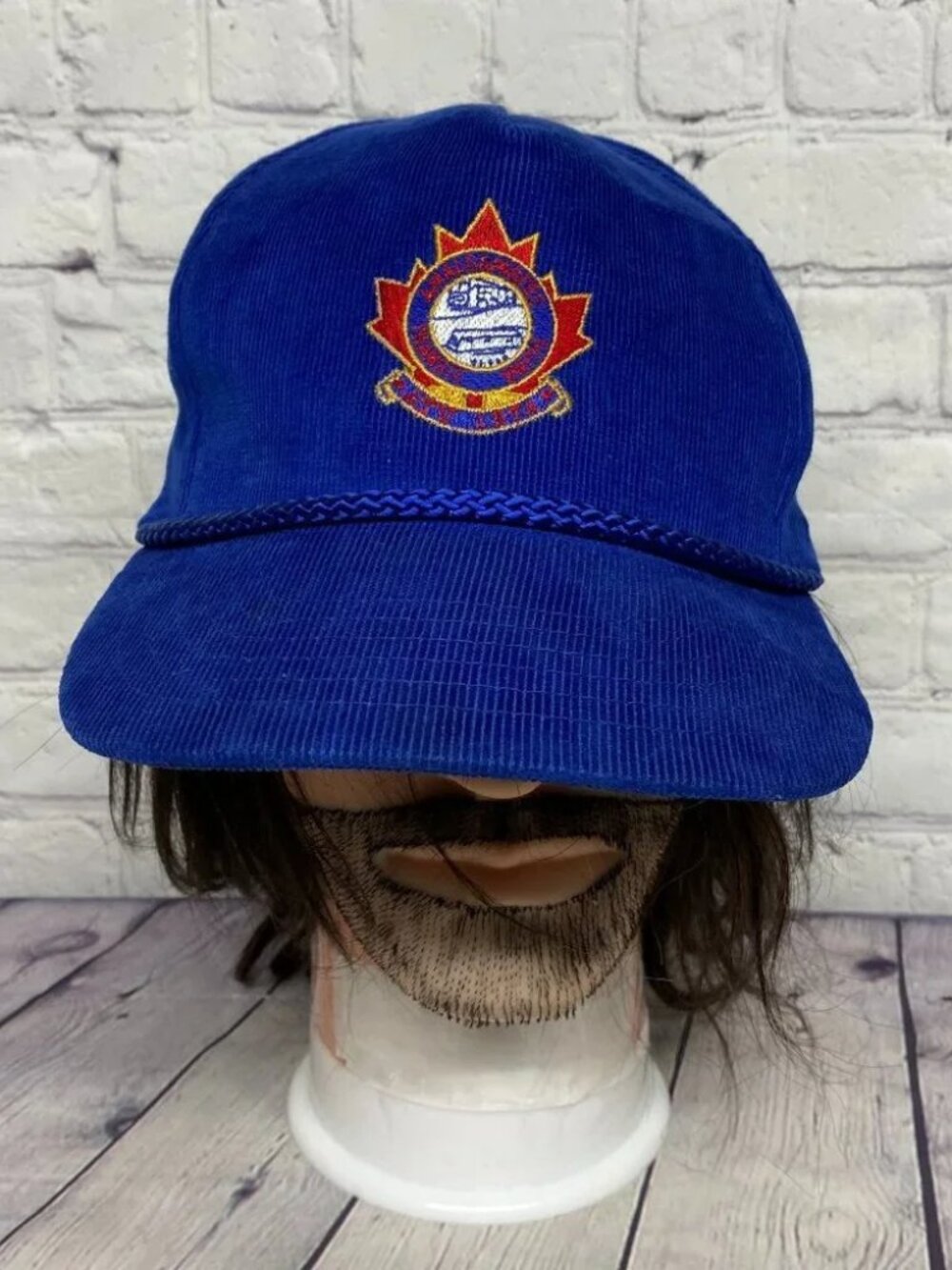 Vintage Hat Cap Snapback Blue Corduroy Trucker ATU Amalgamated Transit Union